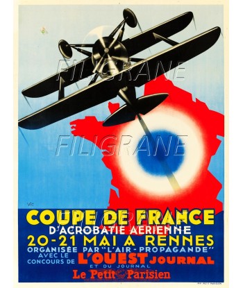 COUPE FRANCE AVIATION Ryal-POSTER/REPRODUCTION d1 AFFICHE VINTAGE rembourrage situé sous