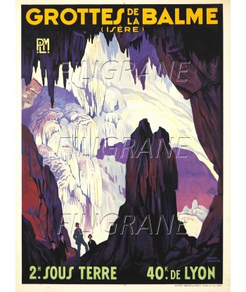 GROTTES de la BALMES IsèRE Rldg-POSTER/REPRODUCTION d1 AFFICHE VINTAGE en linge