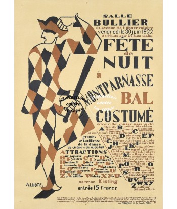 MONTPARNASSE BAL 1922 R35-POSTER/REPRODUCTION d1 AFFICHE VINTAGE de France