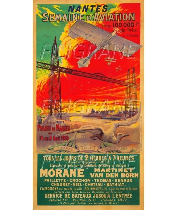 NANTES SALON AVIATION 1910 Rdjy-POSTER/REPRODUCTION d1 AFFICHE VINTAGE rembourrage situé sous