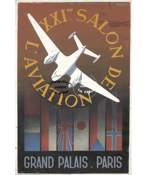 XXIè SALON AVIATION PARIS-POSTER/REPRODUCTION d1 AFFICHE VINTAGE france