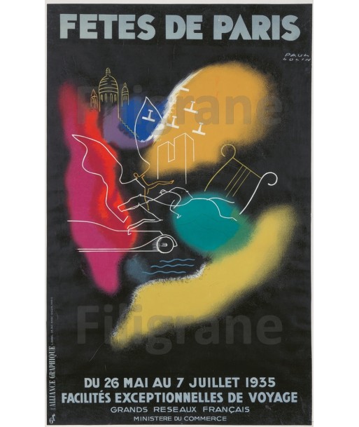 FêTE PARIS 1935 Rf145-POSTER/REPRODUCTION d1 AFFICHE VINTAGE de technologie