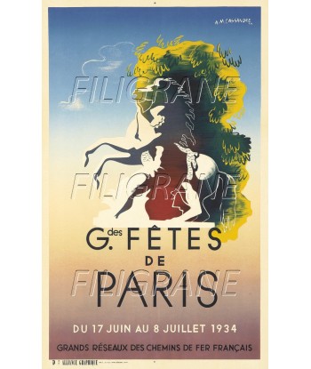 FêTES de PARIS 1934 Rxkg-POSTER/REPRODUCTION d1 AFFICHE VINTAGE commande en ligne