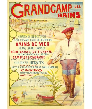 GRANDCAMP les BAINS PLAGE Rqdk-POSTER/REPRODUCTION d1 AFFICHE VINTAGE 2 - 3 jours ouvrés.