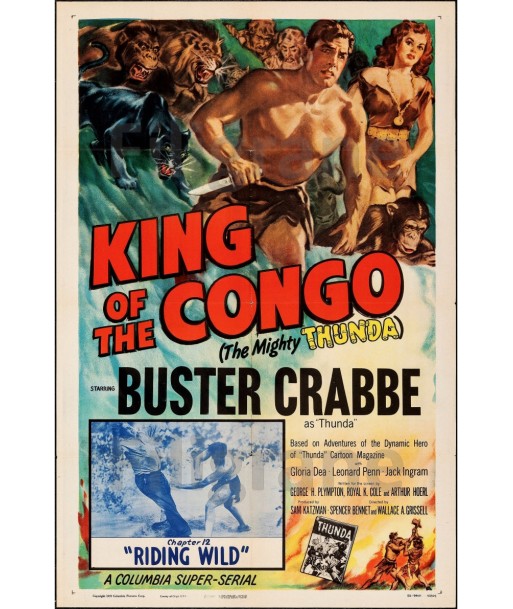 KING OF THE CONGO FILM Rrvr-POSTER/REPRODUCTION d1 AFFICHE VINTAGE 2 - 3 jours ouvrés.