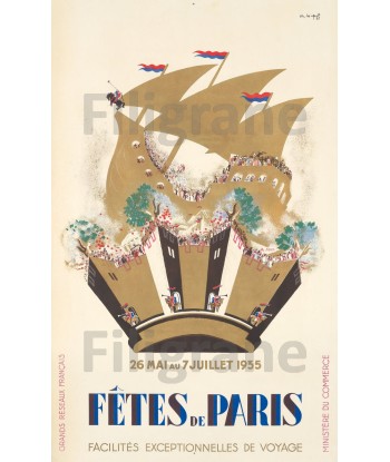 PUBLICITé: 1935 FêTES de PARIS:POSTER/REPRODUCTION d1 AFFICHE VINTAGE ou a consommer sur place