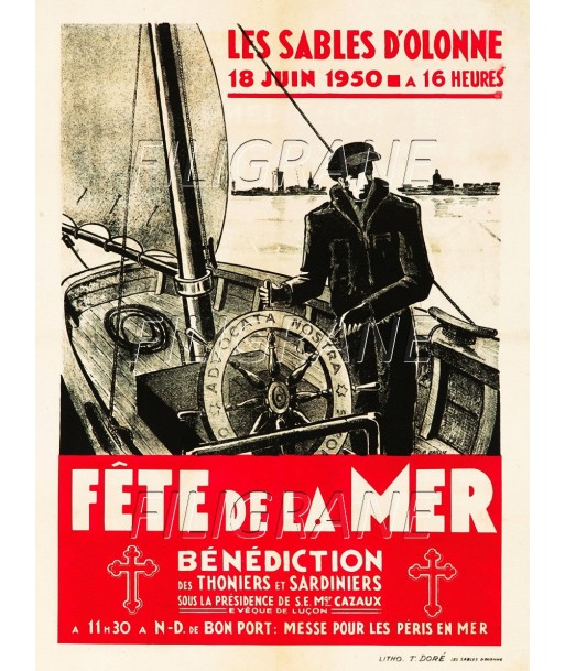 SABLES D'OLONNE FêtE MER  Rsta-POSTER/REPRODUCTION d1 AFFICHE VINTAGE en ligne