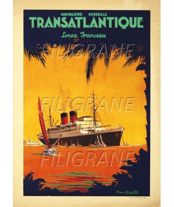 Cie TRANSATLANTIQUE PAQUEBOT Rwjm-POSTER/REPRODUCTION d1 AFFICHE VINTAGE 2024