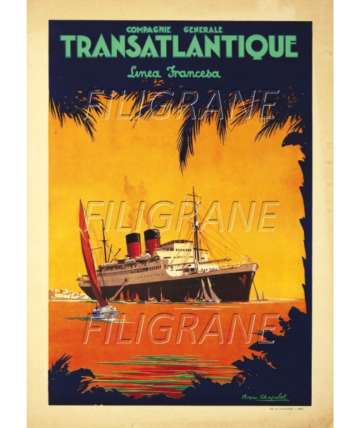 Cie TRANSATLANTIQUE PAQUEBOT Rwjm-POSTER/REPRODUCTION d1 AFFICHE VINTAGE 2024