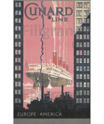 CUNARD LINE PAQUEBOT Rzno-POSTER/REPRODUCTION d1 AFFICHE VINTAGE l'évolution des habitudes 