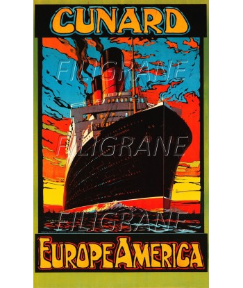 CUNARD PAQUEBOT Rdhw-POSTER/REPRODUCTION d1 AFFICHE VINTAGE Paris Déstockage Promo