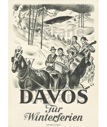 DAVOS WINTERFERIEN Rwhc-POSTER/REPRODUCTION d1 AFFICHE VINTAGE de France