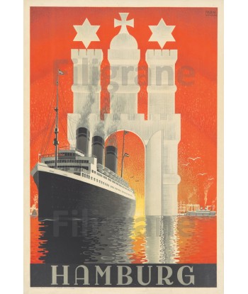 HAMBURG PAQUEBOT Rarz-POSTER/REPRODUCTION d1 AFFICHE VINTAGE pas cher chine