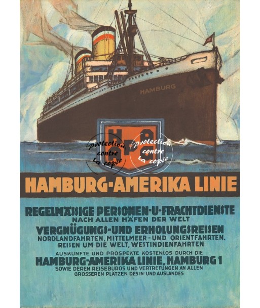 HAMBURG PAQUEBOT Rf43-POSTER/REPRODUCTION d1 AFFICHE VINTAGE En savoir plus