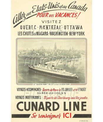 LE QUEEN MARY PAQUEBOT Rrsy-POSTER/REPRODUCTION d1 AFFICHE VINTAGE chez Cornerstreet bien 