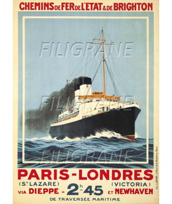 PARIS LONDRES PAQUEBOT Ryee-POSTER/REPRODUCTION d1 AFFICHE VINTAGE shop