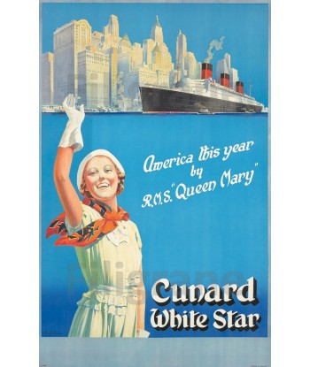 QUEEN MARY PAQUEBOT Rrwp-POSTER/REPRODUCTION d1 AFFICHE VINTAGE sur le site 