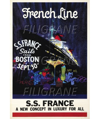 S.S FRANCE PAQUEBOT Rzye-POSTER/REPRODUCTION d1 AFFICHE VINTAGE s'inspire de l'anatomie humaine