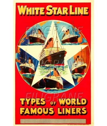 WHITE STAR LINE PAQUEBOT Rkzo-POSTER/REPRODUCTION d1 AFFICHE VINTAGE est présent 