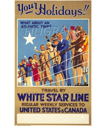 WHITE STAR LINE PAQUEBOT Rrfj-POSTER/REPRODUCTION d1 AFFICHE VINTAGE Paris Déstockage Promo