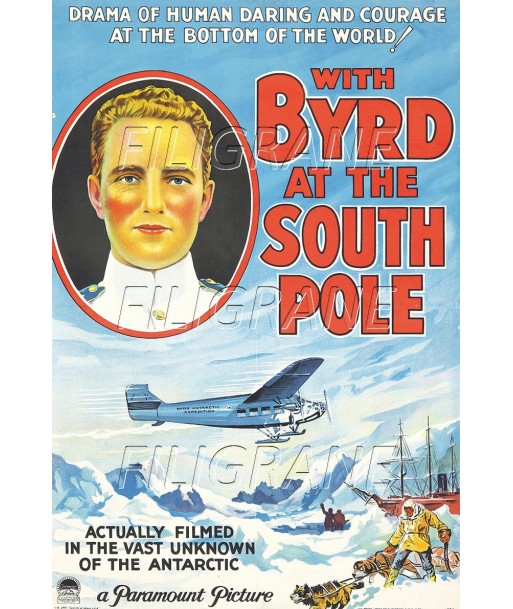 BYRD at the SOUTH POLE FILM Rilo-POSTER/REPRODUCTION d1 AFFICHE VINTAGE Amélioration de cerveau avec