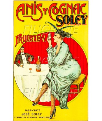 PUB ANIS y COGNAC SOLEY  Rsqq-POSTER/REPRODUCTION d1 AFFICHE VINTAGE Véritable concentré