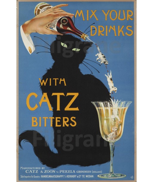 PUB CATZ BITTERS Rgcr-POSTER/REPRODUCTION d1 AFFICHE VINTAGE français