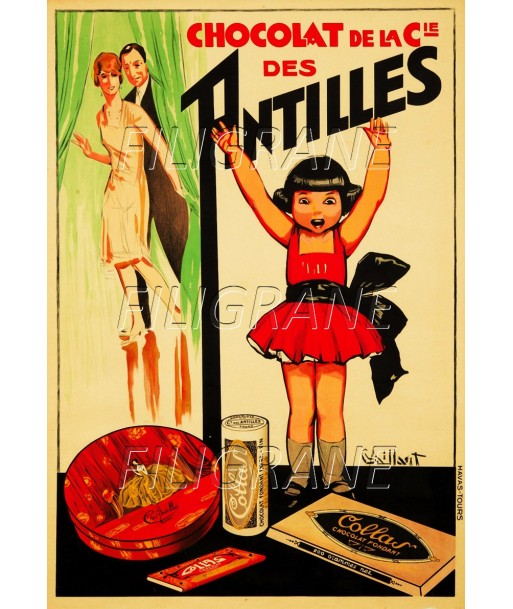 PUB CHOCOLAT Cie des ANTILLES Rdck-POSTER/REPRODUCTION d1 AFFICHE VINTAGE en stock