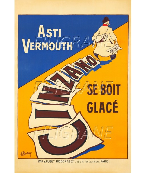 PUB CINZANO ASTI VERMOUTH Rnsp-POSTER/REPRODUCTION d1 AFFICHE VINTAGE brillant des détails fins