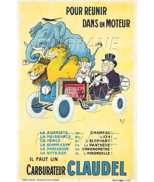 PUB CLAUDEL CARBURATEUR Ruyh-POSTER/REPRODUCTION d1 AFFICHE VINTAGE Profitez des Offres !