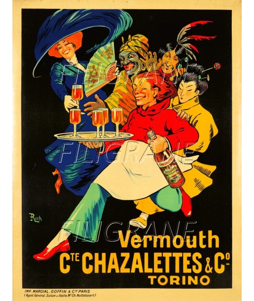 PUB Cte CHAZALETTES VERMOUTH Rptx-POSTER/REPRODUCTION d1 AFFICHE VINTAGE l'achat 