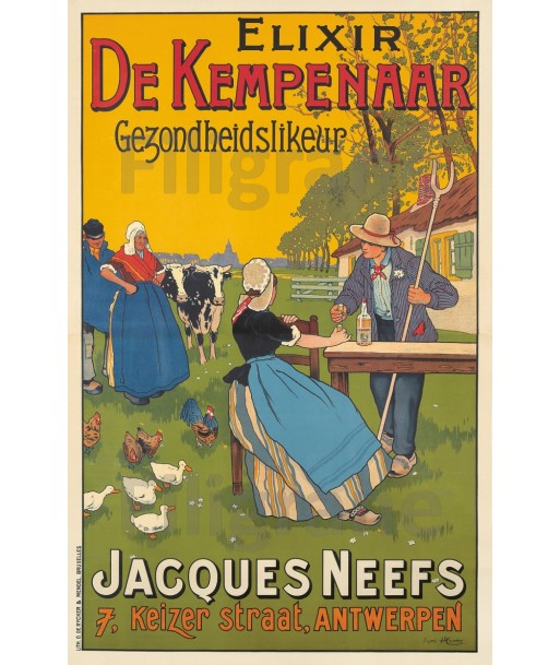 PUB DE KEMPENAAR ELIXIR Rhoz-POSTER/REPRODUCTION d1 AFFICHE VINTAGE le concept de la Pate a emporter 