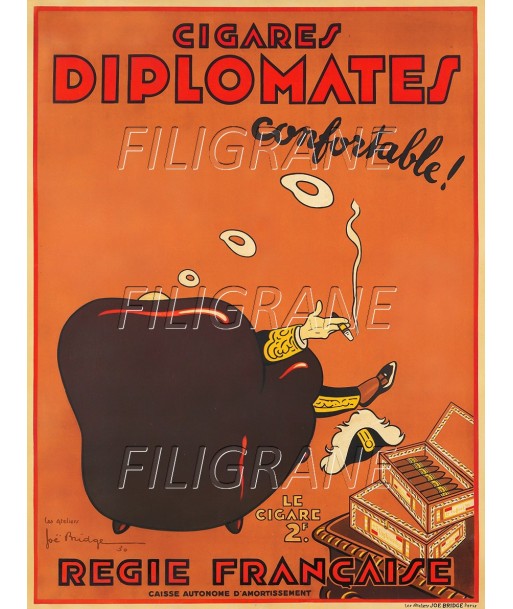 PUB DIPLOMATES CIGARES Rgqn-POSTER/REPRODUCTION d1 AFFICHE VINTAGE Dans la société mordern