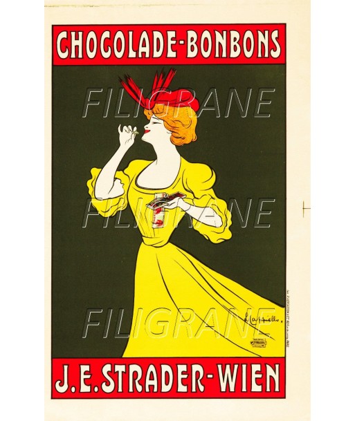 PUB J.E STRADER WIEN CHOCOLADE Rfja-POSTER/REPRODUCTION d1 AFFICHE VINTAGE Par le système avancé 