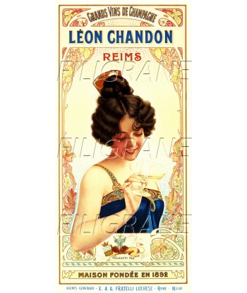 PUB Léon CHANDON CHAMPAGNE Rceg-POSTER/REPRODUCTION d1 AFFICHE VINTAGE Economisez 