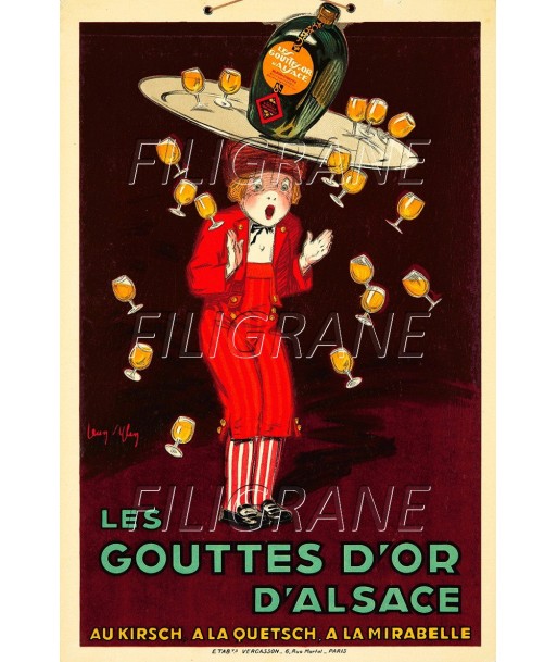 PUB les GOUTTES D'OR D'ALSACE  Rjun-POSTER/REPRODUCTION d1 AFFICHE VINTAGE soldes