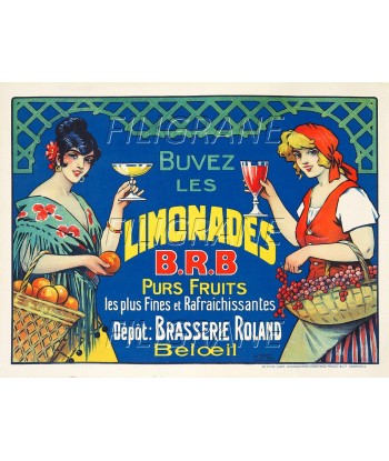 PUB LIMONADES B.R.B  Riqh-POSTER/REPRODUCTION d1 AFFICHE VINTAGE shop