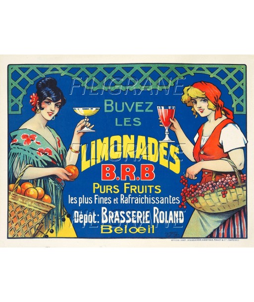 PUB LIMONADES B.R.B  Riqh-POSTER/REPRODUCTION d1 AFFICHE VINTAGE shop