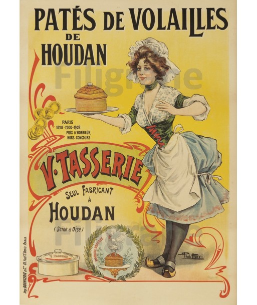 PUB PATéS V. TASSERIE HOUDAN POSTER/REPRODUCTION d1 AFFICHE VINTAGE pas cheres