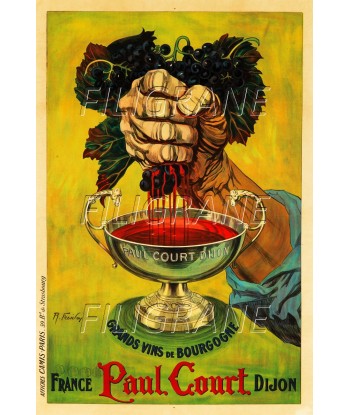 PUB Paul COURT VIN BOURGOGNE Rvnt-POSTER/REPRODUCTION d1 AFFICHE VINTAGE Economisez 