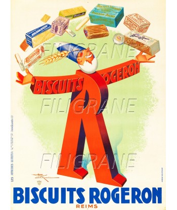 PUB ROGERON BISCUITS REIMS Rnel-POSTER/REPRODUCTION d1 AFFICHE VINTAGE les muscles