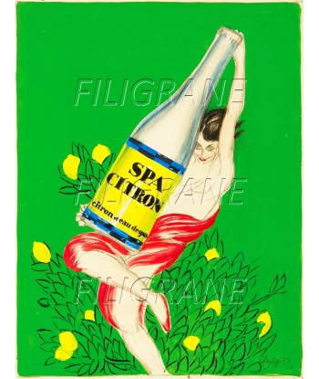 PUB SPA CITRON EAU Rrag-POSTER/REPRODUCTION d1 AFFICHE VINTAGE hantent personnes