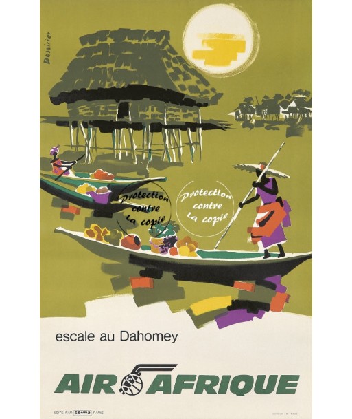 AIRLINES AIR AFRIQUE DAHOMEY Rf54-POSTER/REPRODUCTION d1 AFFICHE VINTAGE pour bénéficier 