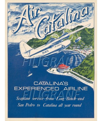 AIRLINES AIR CATALINA Rsrd-POSTER/REPRODUCTION d1 AFFICHE VINTAGE d'Europe débarque