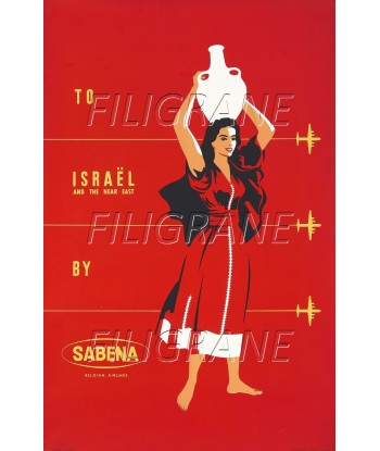 AIRLINES ISRAËL by SABENA Rekn-POSTER/REPRODUCTION d1 AFFICHE VINTAGE de votre