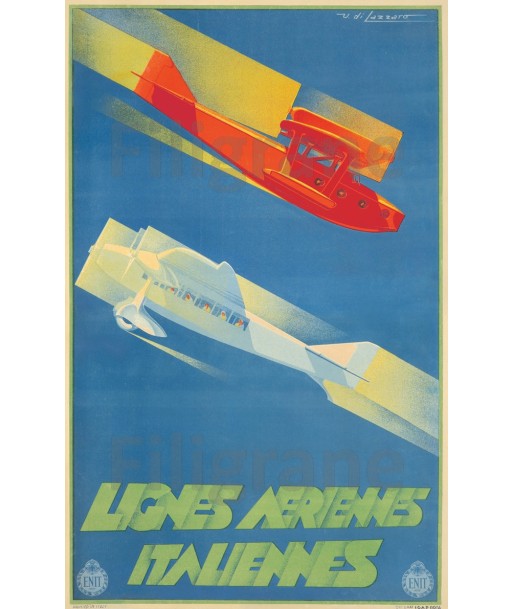 AIRLINES LIGNES AéRIENNES ITALIENNES Rw-POSTER/REPRODUCTION d1 AFFICHE VINTAGE Fin de série