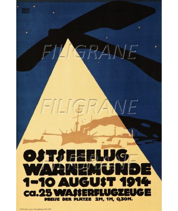 AIRLINES OSTSEEFLUG WARNEMUNDE 1914 Rwxh-POSTER/REPRODUCTION d1 AFFICHE VINTAGE l'évolution des habitudes 