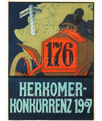 DIVERS HERKOMER KONKURRENZ 1907 Rled-POSTER/REPRODUCTION d1 AFFICHE VINTAGE pour bénéficier 