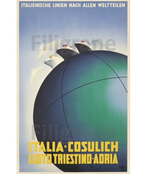 BATEAUX ITALIA COSULICH Rf182-POSTER/REPRODUCTION d1 AFFICHE VINTAGE de technologie