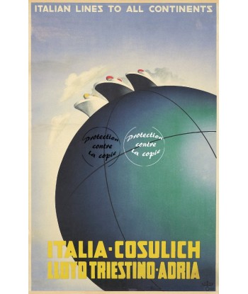 BATEAUX ITALIA COSULICH Rf27-POSTER/REPRODUCTION d1 AFFICHE VINTAGE à prix réduit toute l'année